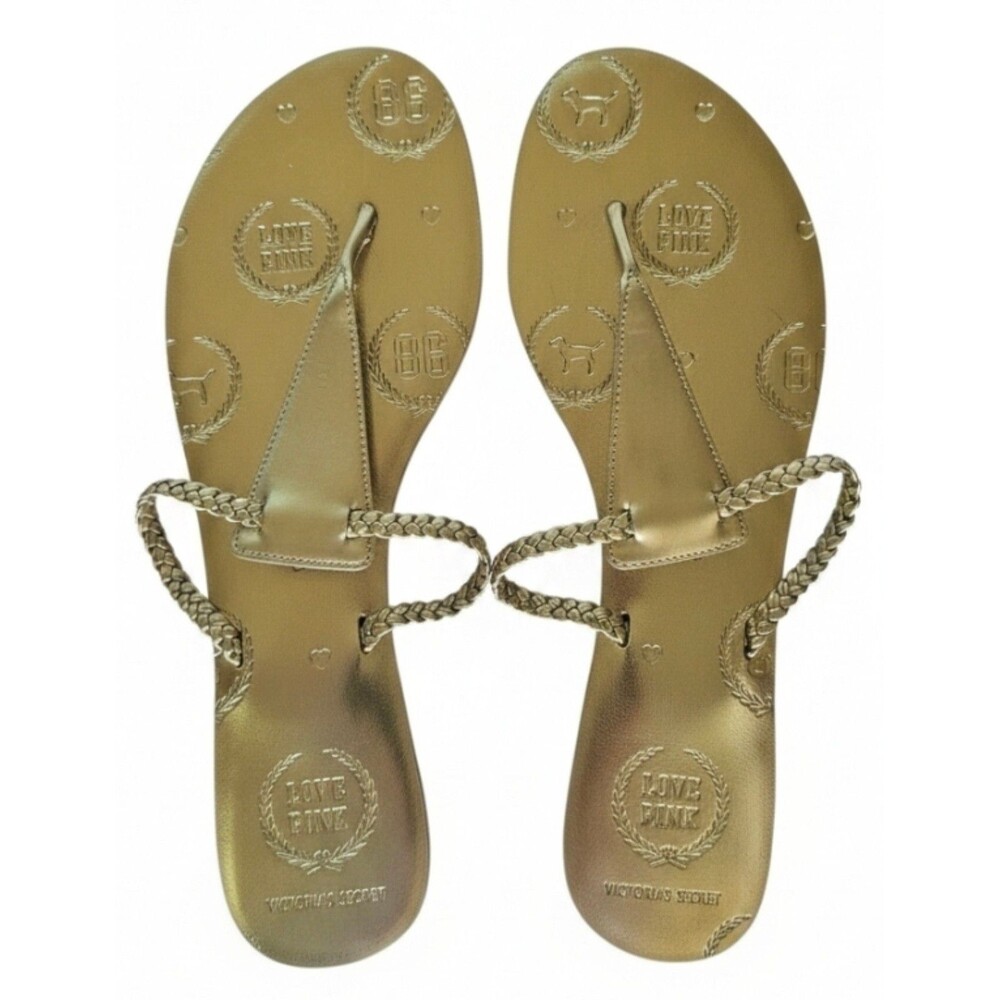 1x VS PINK metallic silver FLIP FLOPS slides COLLEGIATE Y2K VINTAGE NEW LARGE